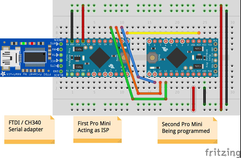 Fritzing schematic of Pro Mini ISP